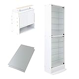 【福袋】【地球家具】フィギュアラック[レギュラ 深型 ホワイト][ハイタイプ本体＋上置ロータイプ]【耐震 専用 フィギュア 棚】 [鍵付きコレクションケース] ミラー付