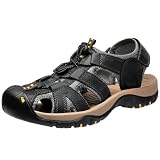 [STRDEOUT] メンズ スポーツサンダル ウォーキング アウトドア 外履き 登山 トレッキング Men Sandal 海 キャンプ 川遊び マジックテープ水陸両用 夏 通気 ブラック