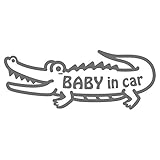 imoninn BABY in car ステッカー　【シンプル版】　No.67　ワニさん　（シルバーメタリック）