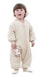 Shineflow 男女兼用　縞模様　カートーン　モンキースリーパー　寝袋　パジャマ　ジッパーオープン　厚手　四歳以下　 (L, ブラウン)