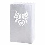 Fascola 20 x Romantic Dove Tealight Holder Luminaria Paper Lantern Candle Bag Flame Retarded For Chr