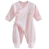 Aivtalk Baby Girls Cotton Layette Footie Romper Sleepwear Jumpsuit Overall Onesie for 3 Months Pink 