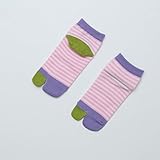 (靴下屋)kutsushitaya キッズ タビ指切替ボーダーソックス16〜18cm ピンク