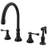 Kingston Brass KS2795TLBS Tuscany 8-Inch Kitchen Faucet with Brass Sprayer, Oil Rubbed Bronze by Kin