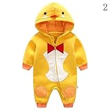 Nice Days（ナイス　ディズ）　 ベビー服 子供服 秋冬 ロンパース パーカー 女の子 男の子 長袖 可愛い 動物柄 暖かい 新生児 歩行服 出産お祝い プレゼント (66, 鶏)