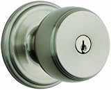 Brinks Home Security Push Pull Rotate Door Locks 23002-119 Ganyon Style Keyed Entry Door Knob, Satin