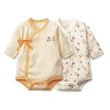 Disney ディズニー [ベルメゾン] 新生児 長袖 前開き ボディ スーツ ２枚 セット チップ＆デール サイズ：60