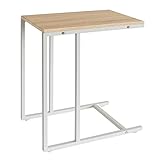 サイドテーブル(ミニテーブル/補助机) Lily 幅45cm スチール脚 木目調 NA/WH ナチュラル×ホワイト 生活用品 インテリア 雑貨 インテリア 家具 テーブル サイドテーブル、ナイトテーブル 木製、天然木 top1-ds-180