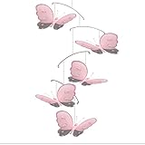 Butterfly Nursery Mobile Pink Gray Grey Hailey Nylon Mesh Mobiles Decorations Decorate Baby Nursery 