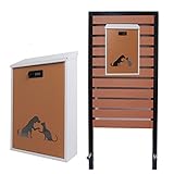 郵便ポスト スタンド付壁掛けダイヤル錠付 「犬と猫の希望」茶色ポスト pm18s-pm489