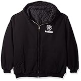 NFL Oakland Raiders Cumberlandキャンバスキルト裏地フード付きジャケット、ブラック、ミディアム