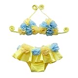 Famuka ベビー　キッズ　女の子　花びら　ビキニ（黄色,　XＬ(身長95-110CM　体重15-20kg））