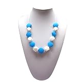 Silicone Teether Necklace for Moms Baby Teething Necklace Chewing Beads Toy BPA Free Sky Blue Baby T
