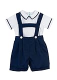 海軍ブルー&ホワイトBoysサスペンダーショーツセット幼児幼児サイズ カラー: ブルー