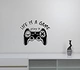 Life Is A Game壁デカールゲーマービデオゲーム用モチベーション引用ビニールステッカーインスピレーションアートホーム子供男児部屋ベッドルームの装飾のゲームパッドジョイスティックデコレーション