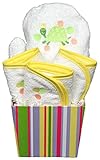 Dee Givens & Co-Raindrops 82510 Yellow Turtle Bubbles n Stripes Wash Cloth Gift Set - Yellow - 9 in.