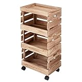 ドウシシャ キッチンストッカー ナチュラル 幅38×奥行26×高さ76.5cm 天然木 スタッキング(積み重ね) 可能 フタ・キャスター付き SKBF-3NA