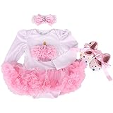 (ハニーブロッサム) HONEY BLOSSOM 可愛い ベビー コスチューム 【 リボン ヘアバンド + チュチュ ロンパース + シューズ 3点 セット 】 赤ちゃん お誕生日 ハーフバースデー 