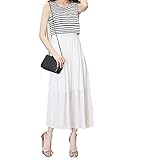 Spinas(スピナス) レディース マタニティ ウェア ワンピース マキシ ロング ボーダー 切り替え ノースリーブ 丸首 シンプル 大人 かわいい 夏 楽 ふんわり フレア シフォン 全2色 ホワ