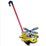 Baby Walking Education Hand Pushing Plane Toy Blink Eyes Wagging Tongue Ring Toy by COFFLED