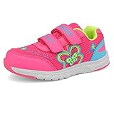 新しいメッシュの女の子のスポーツの靴電気刺繍蝶の子供の靴かわいい甘い王女のランニングシューズ (32ヤード/ 20.5cm, ローズレッド)