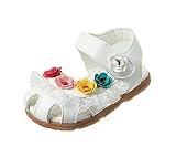 ZAKAKA 可愛い ベビー 女の子 サンダル 靴下セット つま先 保護 お花 モチーフキッズシューズ おしゃれ きれいめ 子供 各サイズ 夏 水泳 海 女児 カラー：白 (内寸13.5cm)