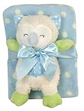 Stephan Baby Sleepy Owl Polka Dot Plush Blanket and Plush Owl Gift Set, Blue and White by Stephan Ba