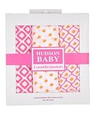Hudson Baby Colorful Dreamer Swaddle Blanket - pink/orange, one size by Hudson Baby