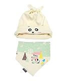 (コ-ランド) Co-land ベビーキャップ よだれかけ 2点セット 新生児スタイ 赤ちゃんビーニーハット バンダナビブ スタイ 可愛いアニマル ミミ付き帽子 ホワイト