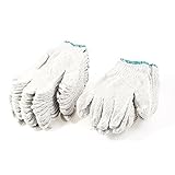 uxcell　ワークグローブ　作業手袋　ユニセックス　労働者　ホワイト　ナイロン　フルフィンガー　弾性カフ　12ペア入り