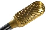 Champion Cutting Tool SC51 Tin Coated Miniature Bur, Cylinder Radius End Solid Carbide, 1/4-Inch Cut