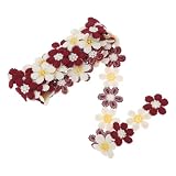 CAPASTEC レーストリム 刺繍入りの二色の花びら2ヤード裁縫用レーストリム クラフト 装飾 ウェディングドレス 衣類の装飾用 ワインレッド 1個