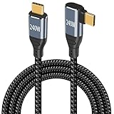Poyiccot L字 USB Type C ケーブル【PD3.1 240W/5A急速充電 3M】USB-C to USB-C ケーブル E-markerチップ内蔵 ナイロン編み USB Type C L字アダプター MacBook/MacBook Pro/iPad Pro/Nintendo Switchなどタイプc多機種対応