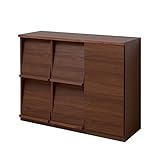 日本製(大川家具) ディスプレイラック2列2段 幅120 扉収納付 ウォールナット 3011