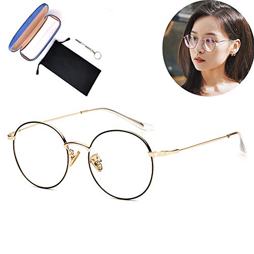 ブルーライトカット メガネ Pcメガネ Uvカット おしゃれ スマホ用 丸メガネ 伊達メガネ 超軽量 度なし レディース メンズ ユニセックス ケース 01 ゴールドー黒縁 Lovmyho Lov011 の価格推移 サープラ