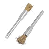 DealMux 2個2.9ミリメートルシャンクゴールドトーンファイバー歯科鉛筆研磨ブラシ