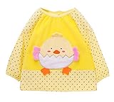 【SEBLES】 キッズ ベビー ひよこ ピヨピヨ キュート エプロン スモック 幼稚園 お絵かき 全4色 サイズ 80 90 100 クロスセット (イエロー,100)