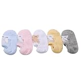 YUEHAO 子供のソックス ボートソックス メッシュ 綿 子供靴下 キッズ ソックス 5足 セット ホールネットワーク ベビーソックス ウサギ柄 mサイズ8～12歳に適用
