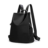 Domila リュック レディース ナイロン リュックサック 大人 マザーズバッグ 軽量 旅行 通勤 通学 縦型なメインファスナー (ブラック-S)