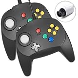 N64 ミニ N64 コントローラー レトロアップグレード N64 有線ビット ゲームパッド コントローラー N64 コンソール用 ブラック 2個パック