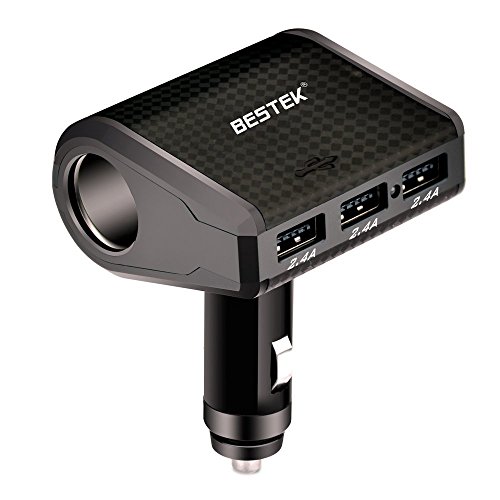 BESTEK シガーソケット usb 充電器 両面挿し型 カーチャージャー USB 3ポート 7.2A 12V車対応 BTSA59BK