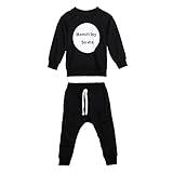 AmazingDeal 子供服 男の子 長袖 春秋 冬服 上装下装2点綿製品 レジャー ストライプトップス ロングパンツ 衣装 (90, ブラック)