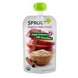 Sprout Organic Baby Food Pouch, Apple Oatmeal with Cinnamon, Stage 2 - 6 Months & Up 4 oz (113 g)(pa