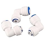 浄水器フィルタ用   L型ホース継手　ホース接続コネクター　1/4"と3/8"交換アダプター　　1/4"(6.5mm)ホース、3/8"(9.5mm)対応　 3個セット