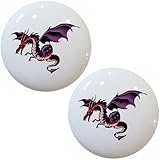 Set of 2パープルドラゴンセラミックキャビネット引き出しノブ