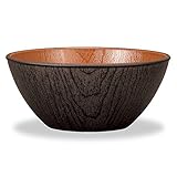 山中塗 ナチュール 欅木目 ボウル 中 ブラック&ブラウン M17393-2