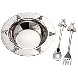 1 X Silverplated Baby Bear Bowl, Spoon, Fork Set by Goldia [並行輸入品]