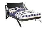 Furniture of America Nervus Full Bed with Leatherette Headboard, Gun Metal Finish [並行輸入品]