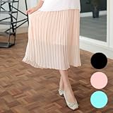 マタニティシフォンロングプリーツスカート SOB5143 FREE(フリー) BLACK(ブラック)