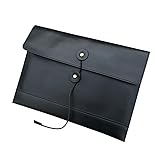ヴィンテージ感PUレザーA4 証明書ファイルスリーブ案件ビジネスマニラのクラッチ封筒袋オフィスファイルホールダー (ブラック）